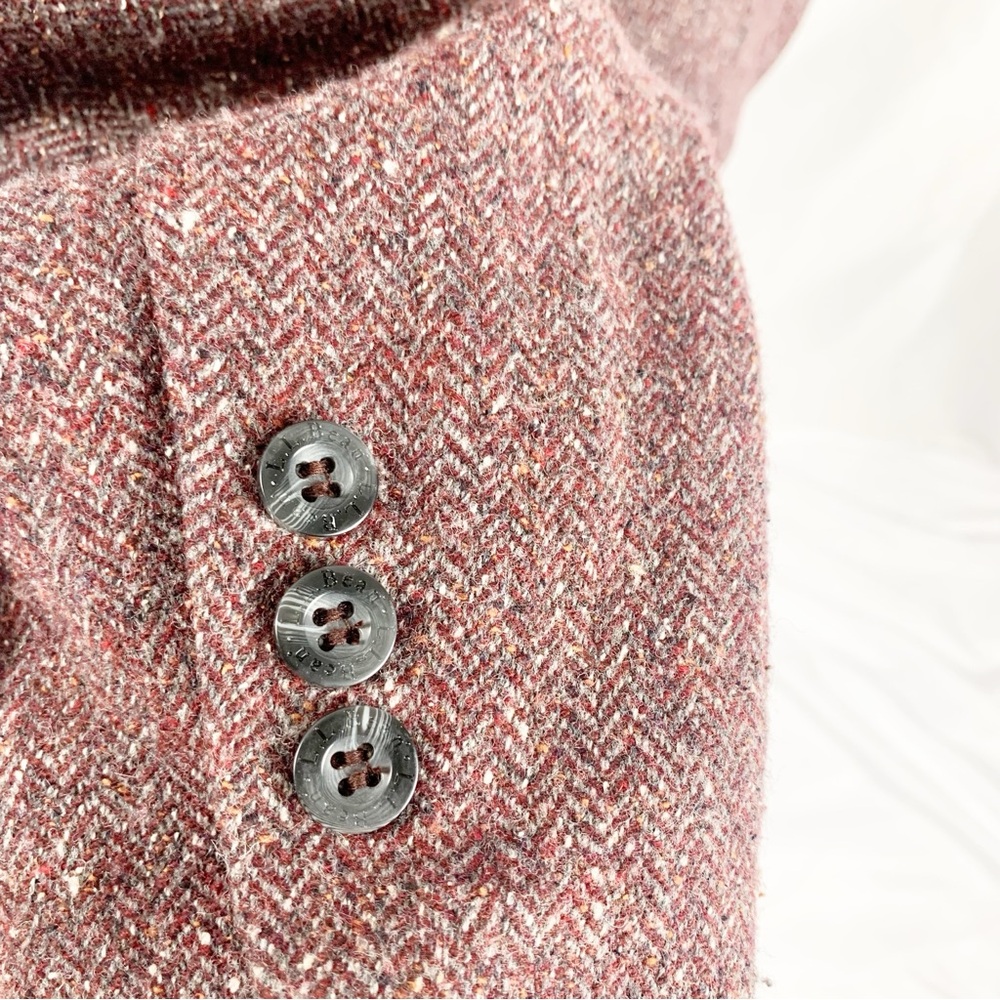 L.L. Bean Wool-Silk Herringbone Tweed Blazer (Small, Burgundy Mix) - Picture 9 of 11